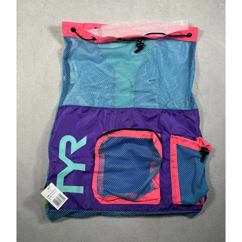 TYR Big Mesh Mummy Backpack Multicolor 40L Capacity Swim and Workout Gear